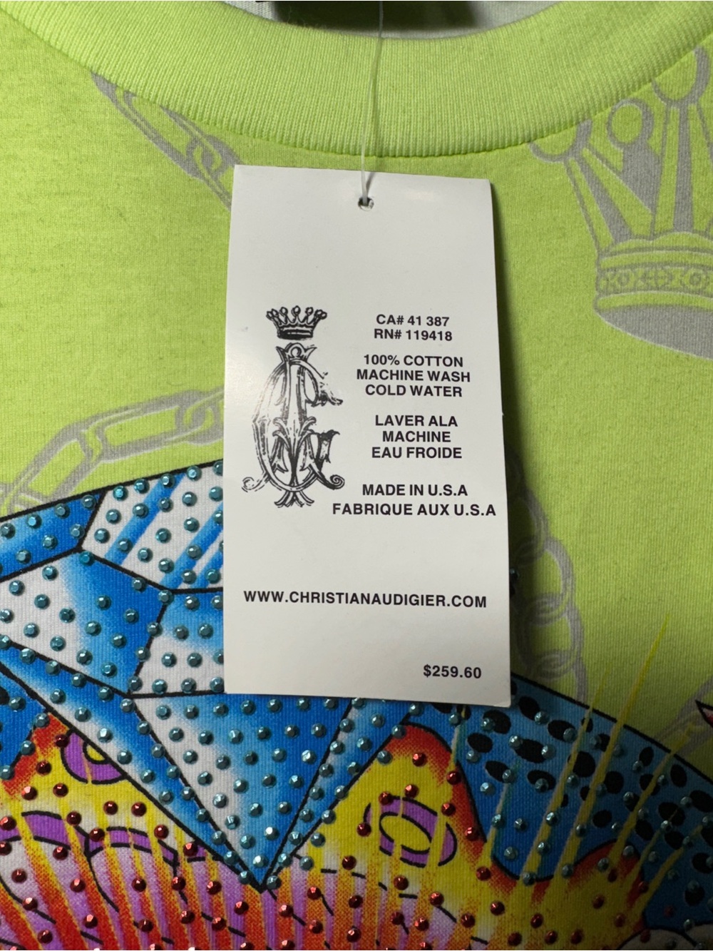Christian Audigier Y2K Rhinestone Skull Snake Graphic Tee Women’s Large NWT - Picture 6 of 12